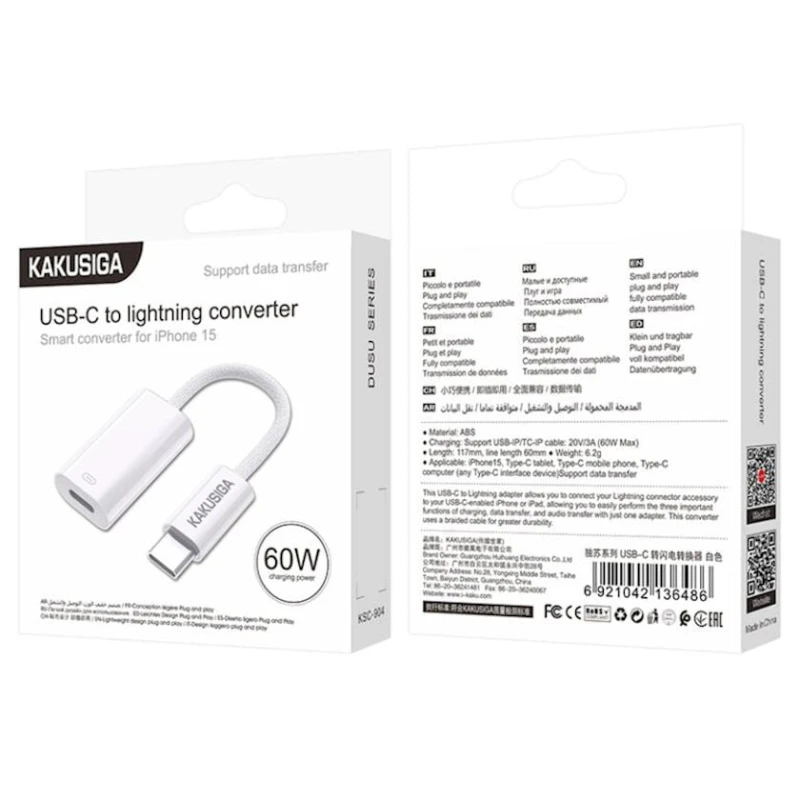 Переходник Kakusiga KSC-904 Type-C to Lightning Переходник Kakusiga KSC-904 Type-C to Lightning