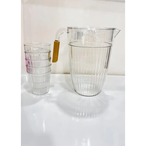 Набор графин + 4 стакана 347, акрил, прозрачный, 1500 мл