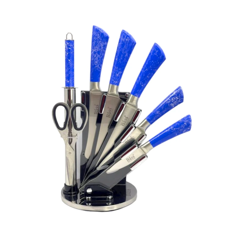 Bıçaq dəsti HMSD_BN3BL plastik tutacaq, göy, 7 əd