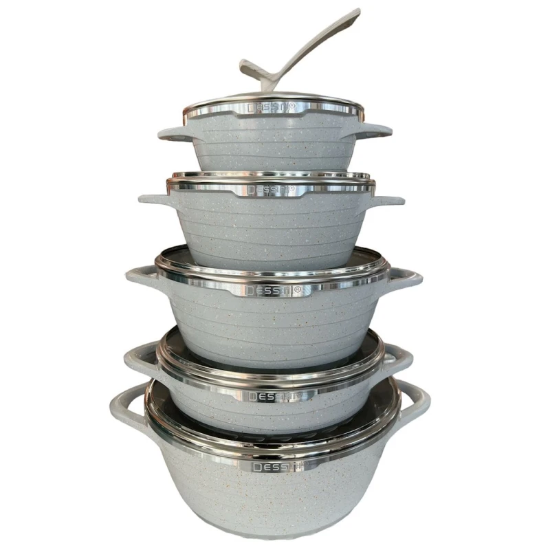 Набор кастрюль Dessini ZGH_00095, гранит, белый, 12 предметов Набор кастрюль Dessini ZGH_00095, гранит, белый, 12 предметов