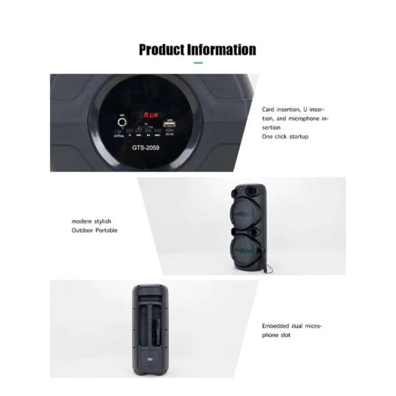 Беспроводной портативный динамик с проводным микрофоном. Gts-2059-Turkmenler