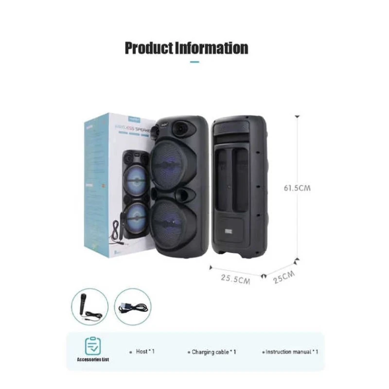 Беспроводной портативный динамик с проводным микрофоном. Gts-2059-Turkmenler