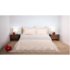 Dəst Narlı 000601, örtük 260х260 sm, yastıq üzlər 50x70 sm, ikinəfərlik, velür, bej