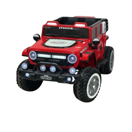 Детский электромобиль TRUCK-JEEP slm-azr503, 4 мотора, резиновые колеса, светящиеся фары, кожаные сиденья, mp3, 1-5 лет, красный