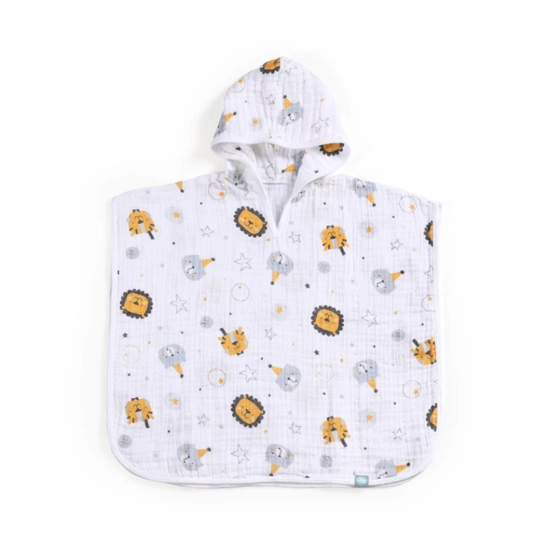 Детское банное полотенце с капюшоном Funnababy Circus, серый, 50х50 см Детское банное полотенце с капюшоном Funnababy Circus, серый, 50х50 см