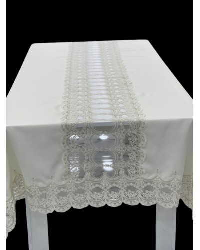 Süfrə MiraNova NRl-00619, kətan, ağ, 160x260 sm