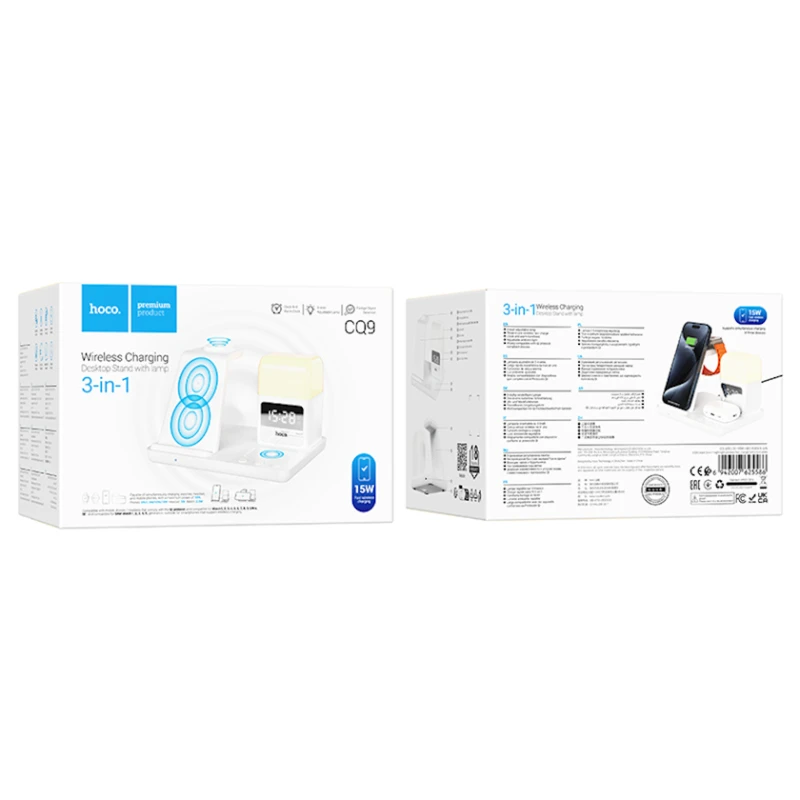 Беспроводное зарядное устройство Hoco 3-in-1 Wireless Magnetic 15W White Беспроводное зарядное устройство Hoco 3-in-1 Wireless Magnetic 15W White
