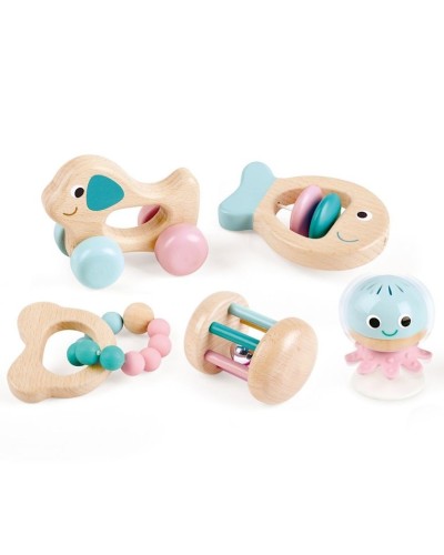 Çınqıldayanlar dəsti Hape Multi Stage Sensory Gift Set, 0 aydan, plastik/taxta, rəngarəng