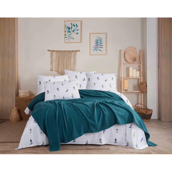 Комплект постельного белья Arawaza LLE02, пододеяльник 240х260 см, простыня 240х260 см, наволочки 50х70 см, двуспальный, хлопок, разноцветный