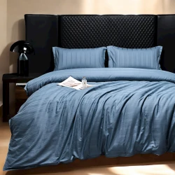 Комплект постельного белья Luxe Cotton 000759, пододеяльник 200x220 см, простыня 240x260 см, наволочка 50х70 см, двуспальный, люкс-сатин, синий