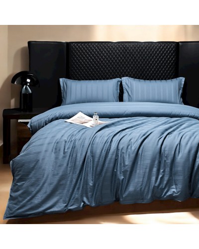 Yataq dəsti Luxe Cotton 000759, yorğan üzü 200x220 sm, mələfə 240x260 sm, yastıq üzü 50х70 sm, ikinəfərlik, lüks-satin, göy