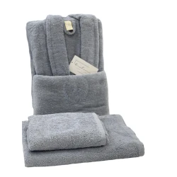 Банный набор Anemon SHA-00002600 халат + банное полотенце 70х140 см + полотенце для рук 50х90 см, серый