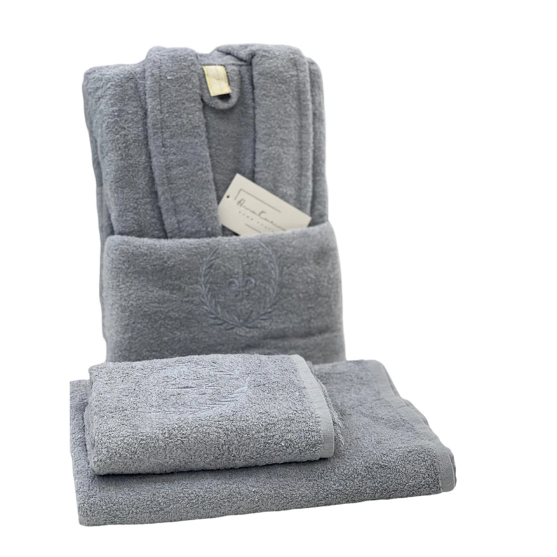 Банный набор Anemon SHA-00002600 халат + банное полотенце 70х140 см + полотенце для рук 50х90 см, серый Банный набор Anemon SHA-00002600 халат + банное полотенце 70х140 см + полотенце для рук 50х90 см, серый