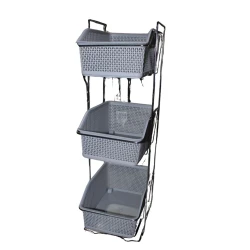 Этажерка 010, 70x30x21 см, пластик/металл, серая Этажерка 010, 70x30x21 см, пластик/металл, серая