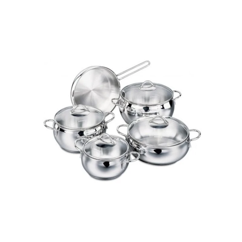 Набор посуды Korkmaz Tombik A1800, 5 шт, нержавеющая сталь, с крышкой, серебристый Набор посуды Korkmaz Tombik A1800, 5 шт, нержавеющая сталь, с крышкой, серебристый