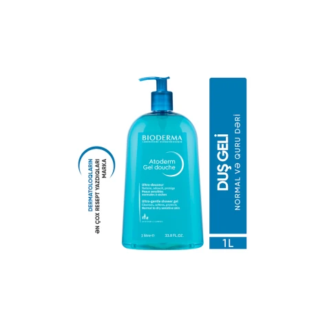 Duş geli Bioderma Atoderm, nəmləndirici, quru və həssas dəri üçün, 1000 ml