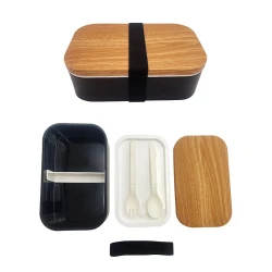 Ланч-бокс Miniso Wood Grain Design Bento Box Black, 900 мл Ланч-бокс Miniso Wood Grain Design Bento Box Black, 900 мл