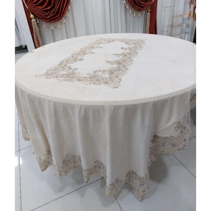 Скатерть MiraNova FS-187, велюр, белая, 180x270 см Скатерть MiraNova FS-187, велюр, белая, 180x270 см