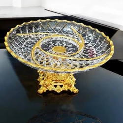 Менажница Gallery Home GH-000195, стекло, прозрачная/золотистая, 29 см