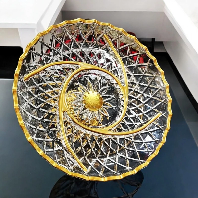 Менажница Gallery Home GH-000195, стекло, прозрачная/золотистая, 29 см