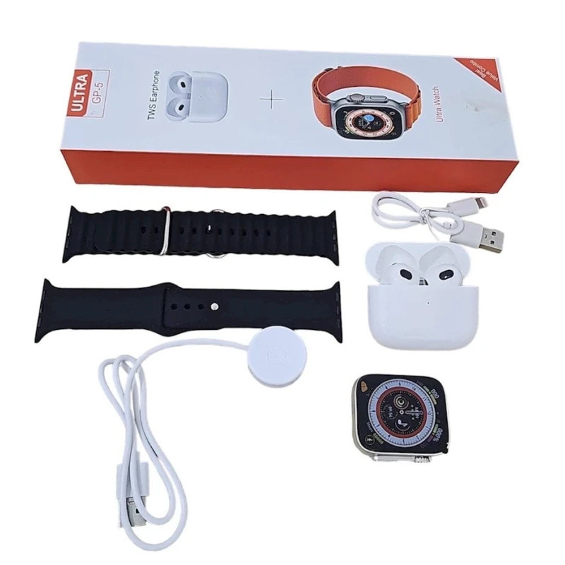 Комплект смарт-часы и наушники Smart Watch Ultra GP-5 With Earbuds Black Комплект смарт-часы и наушники Smart Watch Ultra GP-5 With Earbuds Black