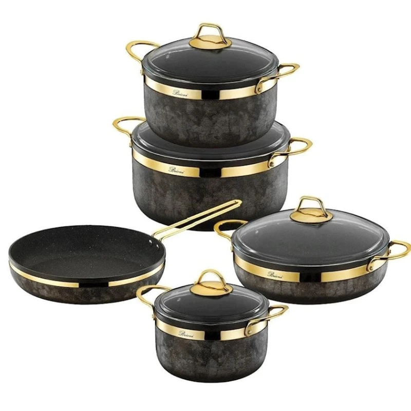 Qazan dəsti Brioni RSK-151, 9 parça, 20/24/28/28/28 sm, qara Qazan dəsti Brioni RSK-151, 9 parça, 20/24/28/28/28 sm, qara