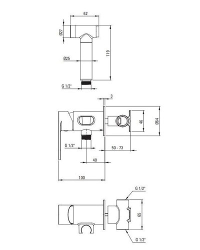 Bide üçün qarışdırıcı Deante Alpinia BGA N34M, gizli montaj, bürünc, qara