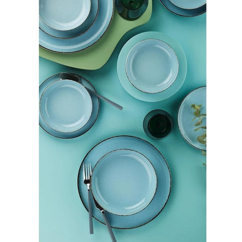 Süfrə qab-qacaq dəsti Kutahya Porselen Pearl Moderna MOD16YS730926, 16 parça, 4 nəfərlik, farfor, mavi