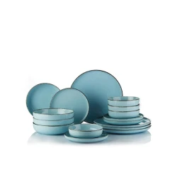 Набор столовой посуды Kutahya Porselen Pearl Moderna MOD16YS730926, 16 предметов, на 4 персоны, фарфор, голубой Набор столовой посуды Kutahya Porselen Pearl Moderna MOD16YS730926, 16 предметов, на 4 персоны, фарфор, голубой