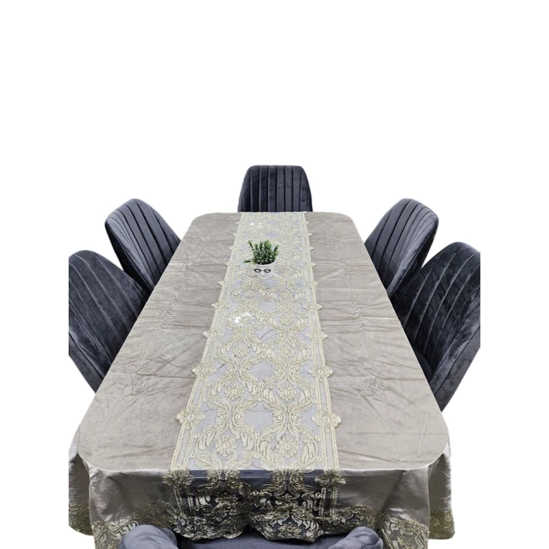 Скатерть SHA-2968, 160х220 см, велюр, серая Скатерть SHA-2968, 160х220 см, велюр, серая