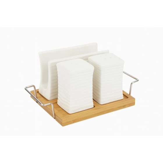 İstiotqabı və duzqabı dəsti Plateon0065, keramika/taxta, 150 ml