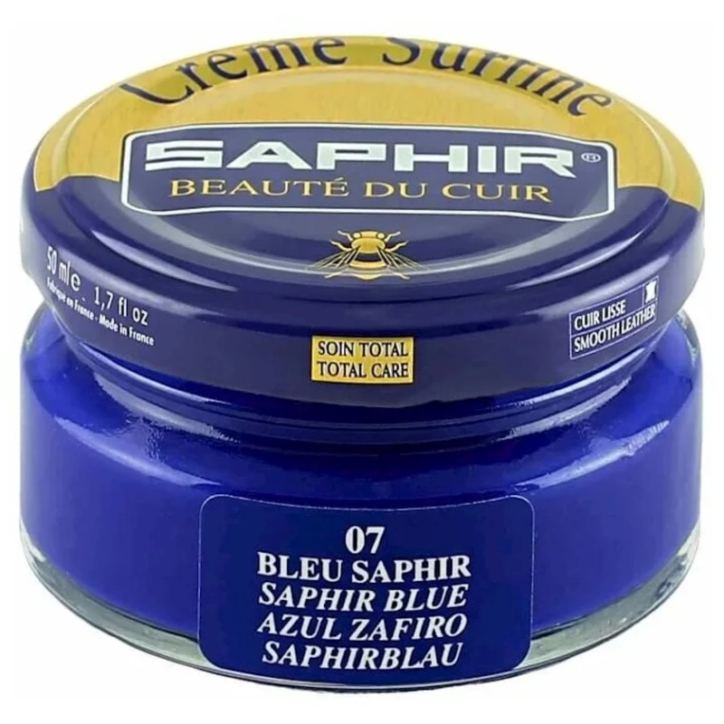 Krem Saphir Crème Surfine 07 Saphir Blue hamar dərili ayaqqabılar üçün, göy, 50 ml