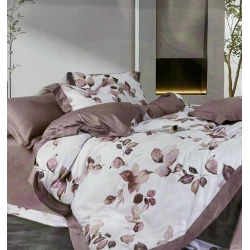 Комплект постельного белья AnnaBerry SHA-00006097, простыня 240x260 см, пододеяльник 160x220 см, наволочка 50x70 см (2 шт), двуспальный, сатин, белый/коричневый