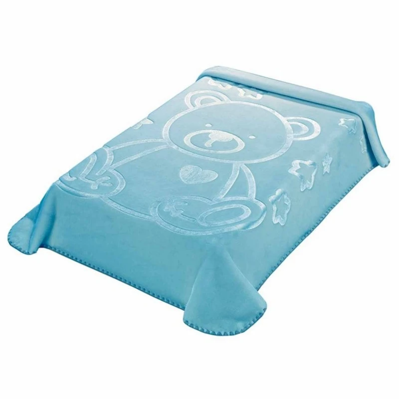 Покрывало детское унисекс Morven 110x140 см, бархатное, акрил, голубой Покрывало детское унисекс Morven 110x140 см, бархатное, акрил, голубой