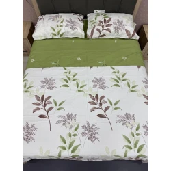 Комплект постельного белья MiraNova CTS-202, пододеяльник 160x220 см, простыня 180x240 см, 1 шт. наволочка 50x70 см, односпальный, хлопок, белый/зеленый
