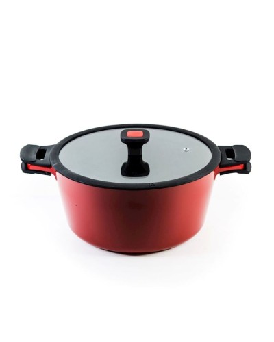 Qazan Hom-me 101154, 28 sm, 6 l, alüminium, qara/qırmızı