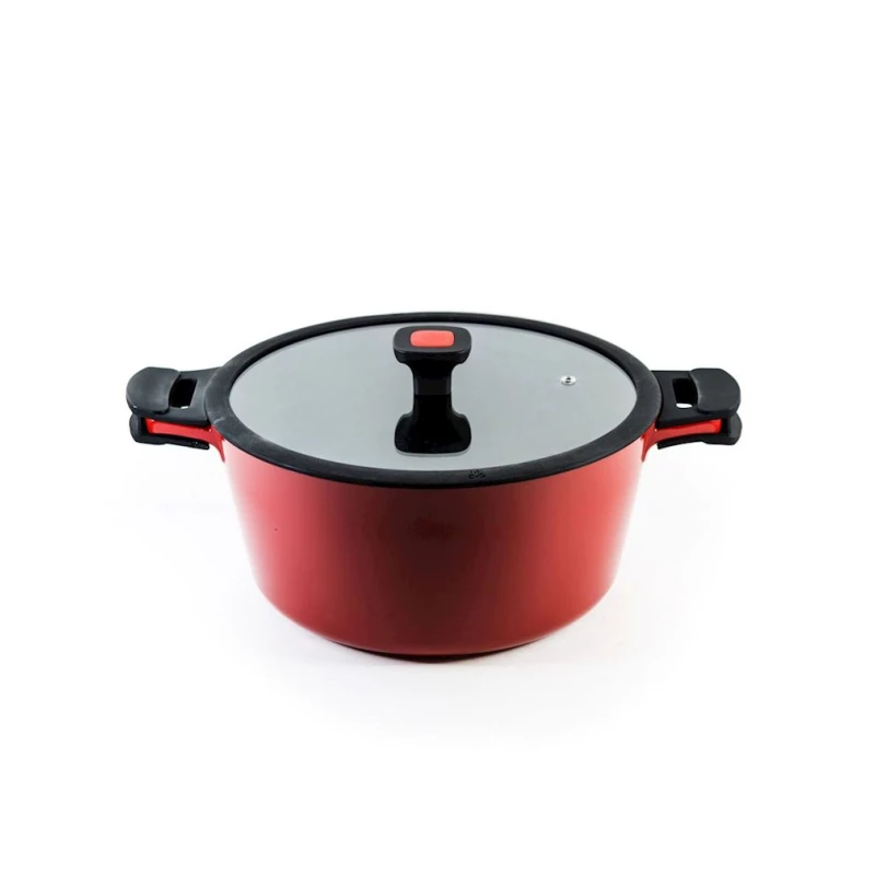 Qazan Hom-me 101154, 28 sm, 6 l, alüminium, qara/qırmızı