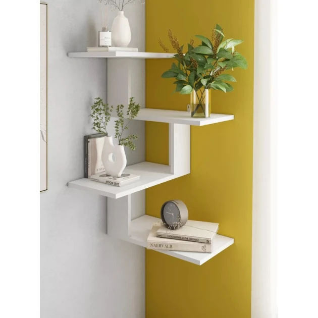 Настенная полка Art Mebel 106, ламинат, 85х45х25 см, белая