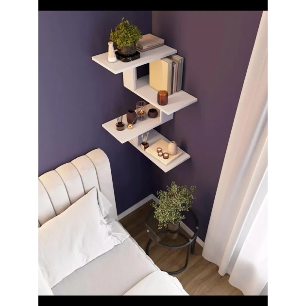 Настенная полка Art Mebel 106, ламинат, 85х45х25 см, белая