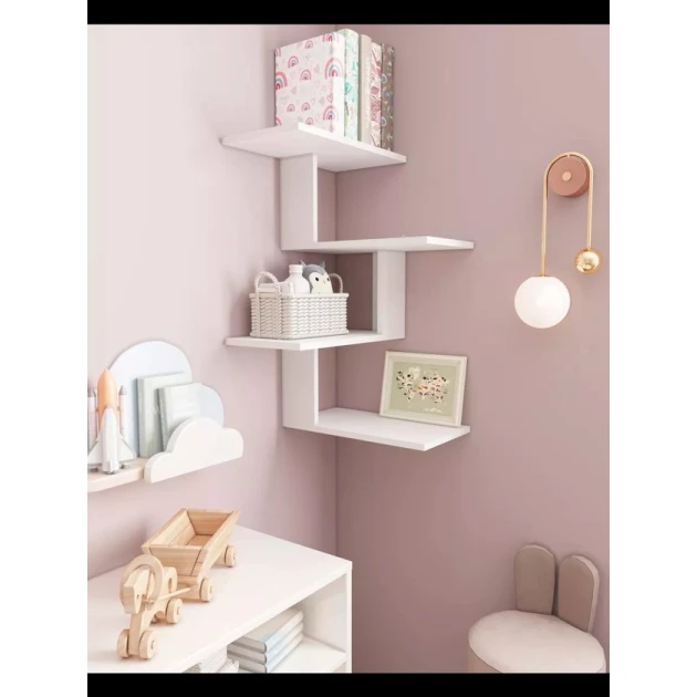 Настенная полка Art Mebel 106, ламинат, 85х45х25 см, белая