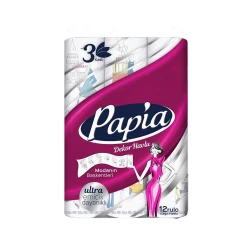 Бумажные кухонные полотенца Papia Dekor Ultra, 12 рулона, 3 слойный, белый