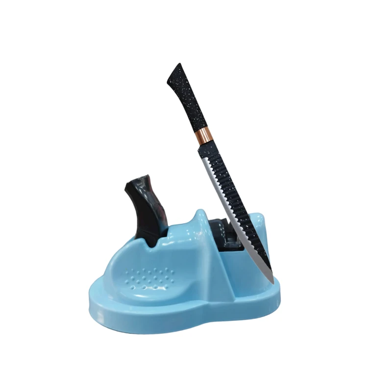 Точилка для ножей, пластик, голубая, 10 см