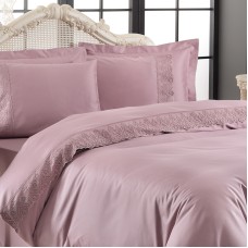 Yataq dəsti Tivolyo Home Lina, yorğan üzü 200x220 sm, mələfə 240х260 sm, 4 əd yastıq üzü 50х70 sm, ikinəfərlik, satin/pambıq, bənövşəyi