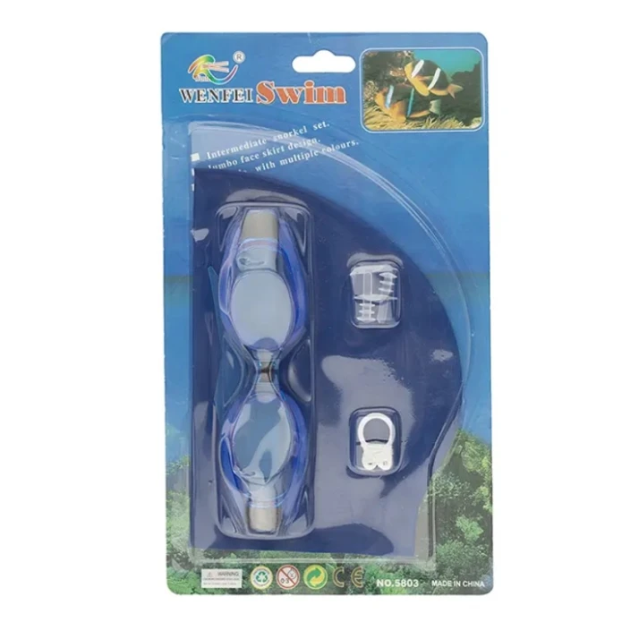 Набор для плавания X15199576-3-3, шапочка, очки, зажим для носа и беруши, синий