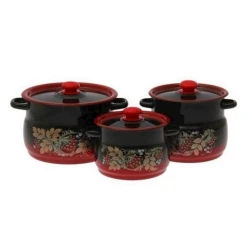 Набор кастрюль СтальЭмаль Рябинка N11L05, 3 шт, эмалированная сталь, с крышкой