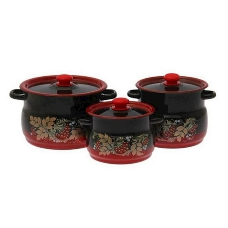 Набор кастрюль СтальЭмаль Рябинка N11L05, 3 шт, эмалированная сталь, с крышкой Набор кастрюль СтальЭмаль Рябинка N11L05, 3 шт, эмалированная сталь, с крышкой