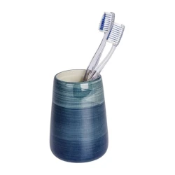 Стакан для зубных щеток Wenko Potter, 8x11 см, керамика, голубой Стакан для зубных щеток Wenko Potter, 8x11 см, керамика, голубой