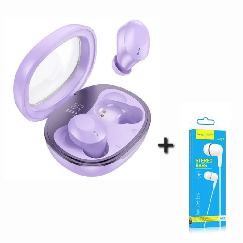 Беспроводные наушники Hoco EQ3 Purple + Проводные наушники Hoco M97 White