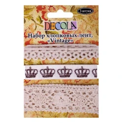 Набор хлопковых лент Decola Vintage, 3 шт, 91 см