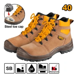 Ботинки Ingco SSH02SB.40, коричневый, сталь/полиуретан, размер 40